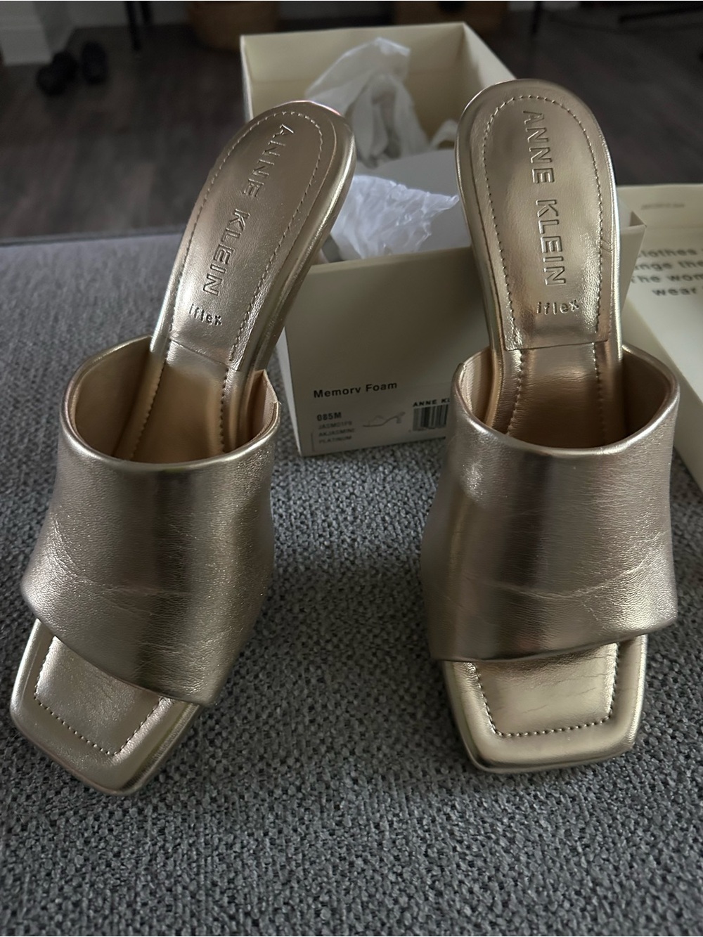 Anne Klein Metallic Gold Mule Slides